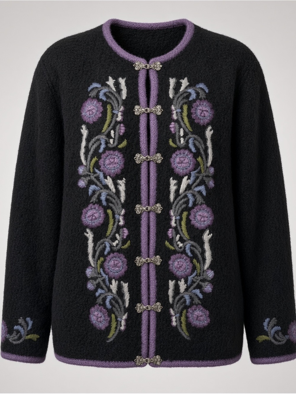 Eagles Eye Wool Bavarian Cardigan with Embroidery - LG